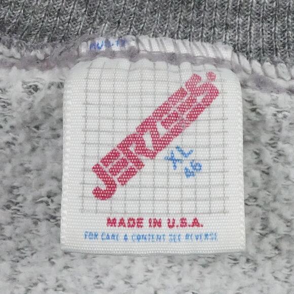 Vintage Jerzees Sweater Mens XL Gray Crewneck Pullover Made USA Raglan 80s 90s - Picture 3 of 15